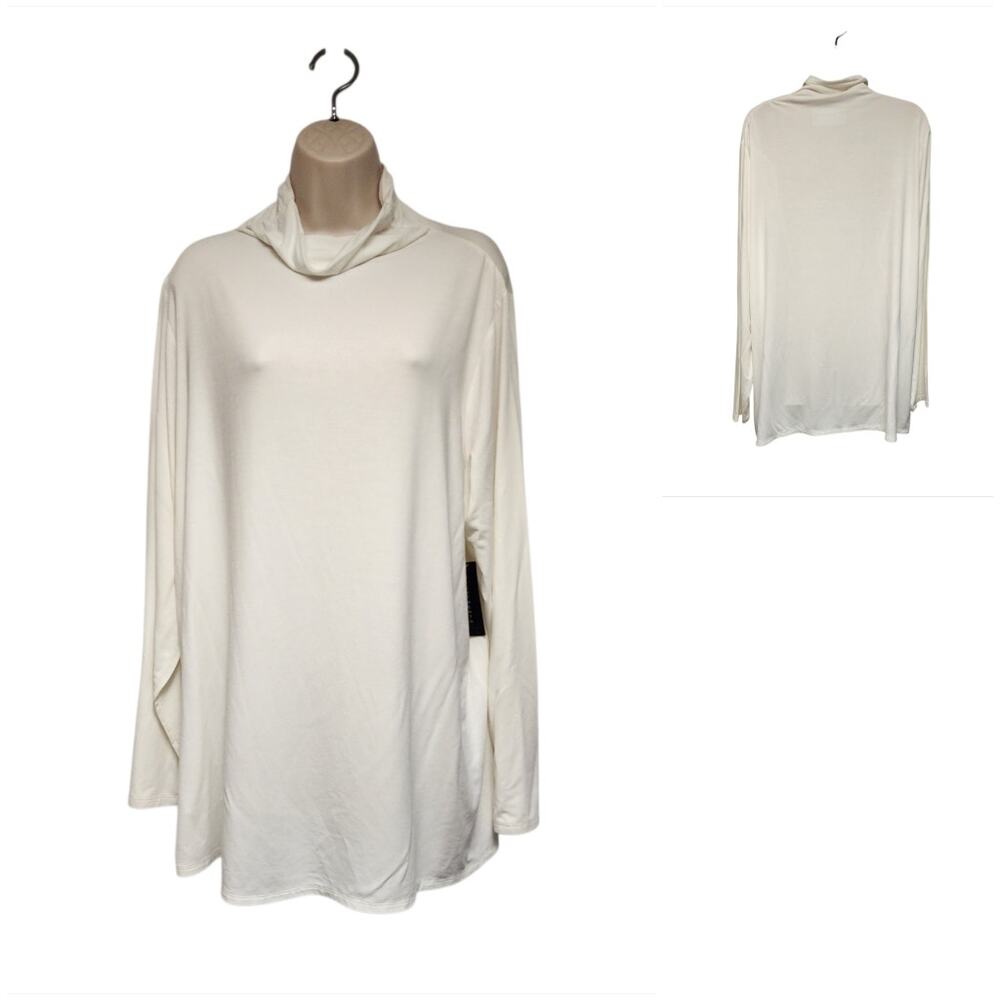 Investments II Women's Turtleneck Neck  Long Sleeve Off White Blouse Size 2X